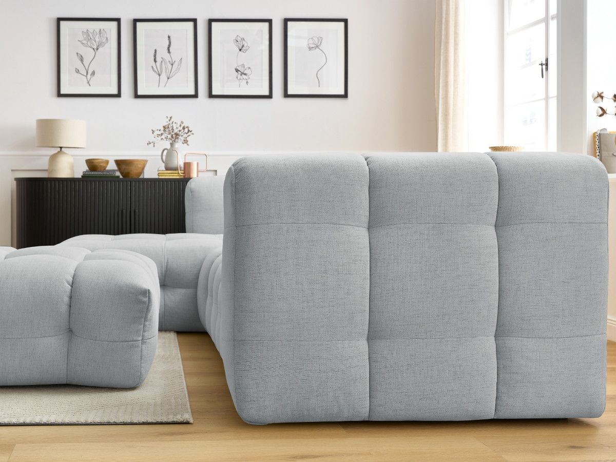 Bobochic Cloud Ecksofa mit Pouf 288 × 184 cm Stoff Hellgrau Ecke links
