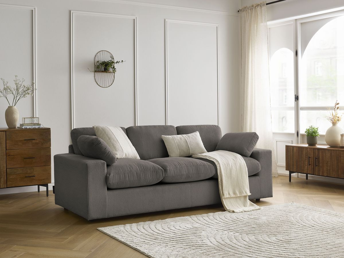 Bobochic Belair Sofa 3-Sitzer 220 × 93 cm Cordsamt Taupe