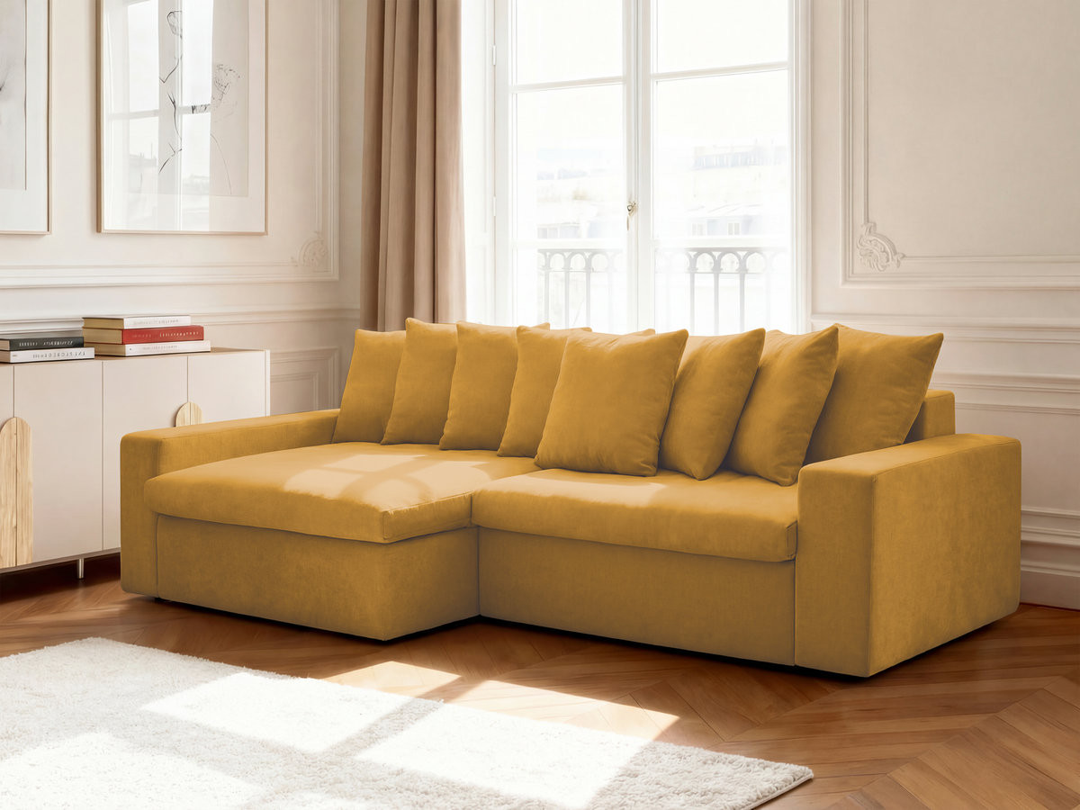 Bobochic Enore Ecksofa 330 × 100 cm Stoff Gelb Ecke links