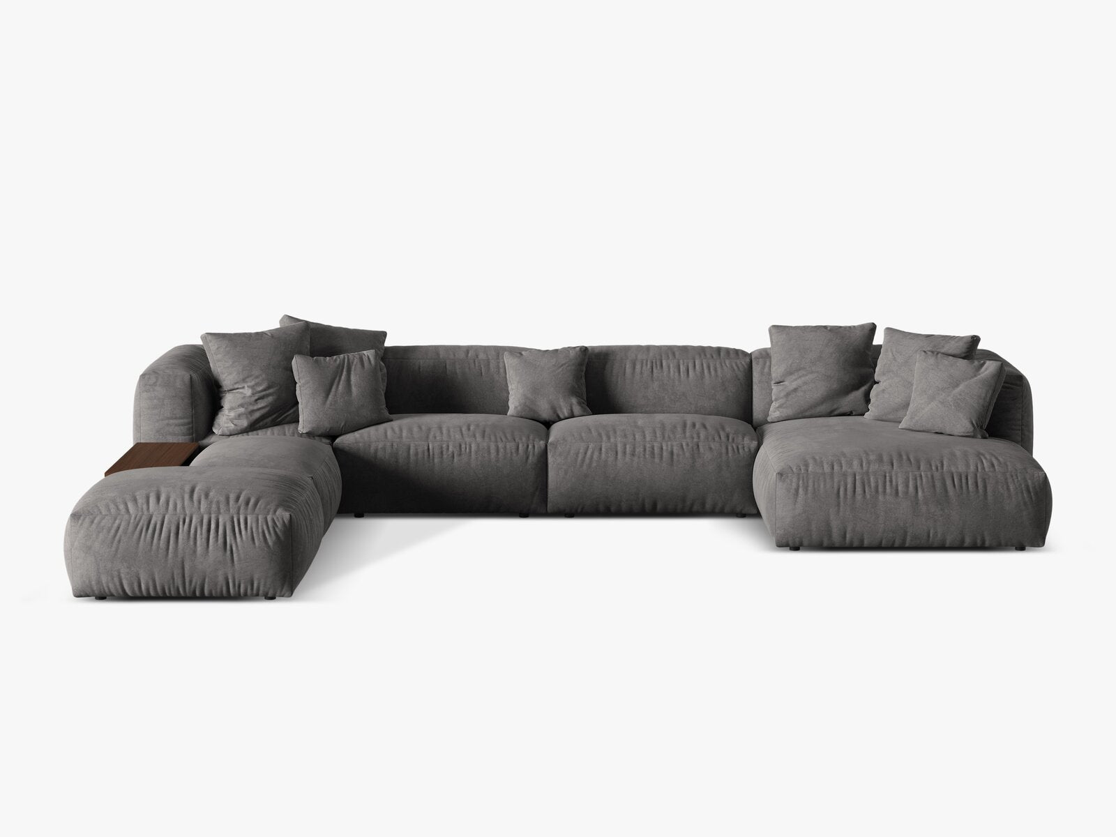 Micadoni Panorama-Ecksofa Martina 5-Sitzer Links Samt Grau