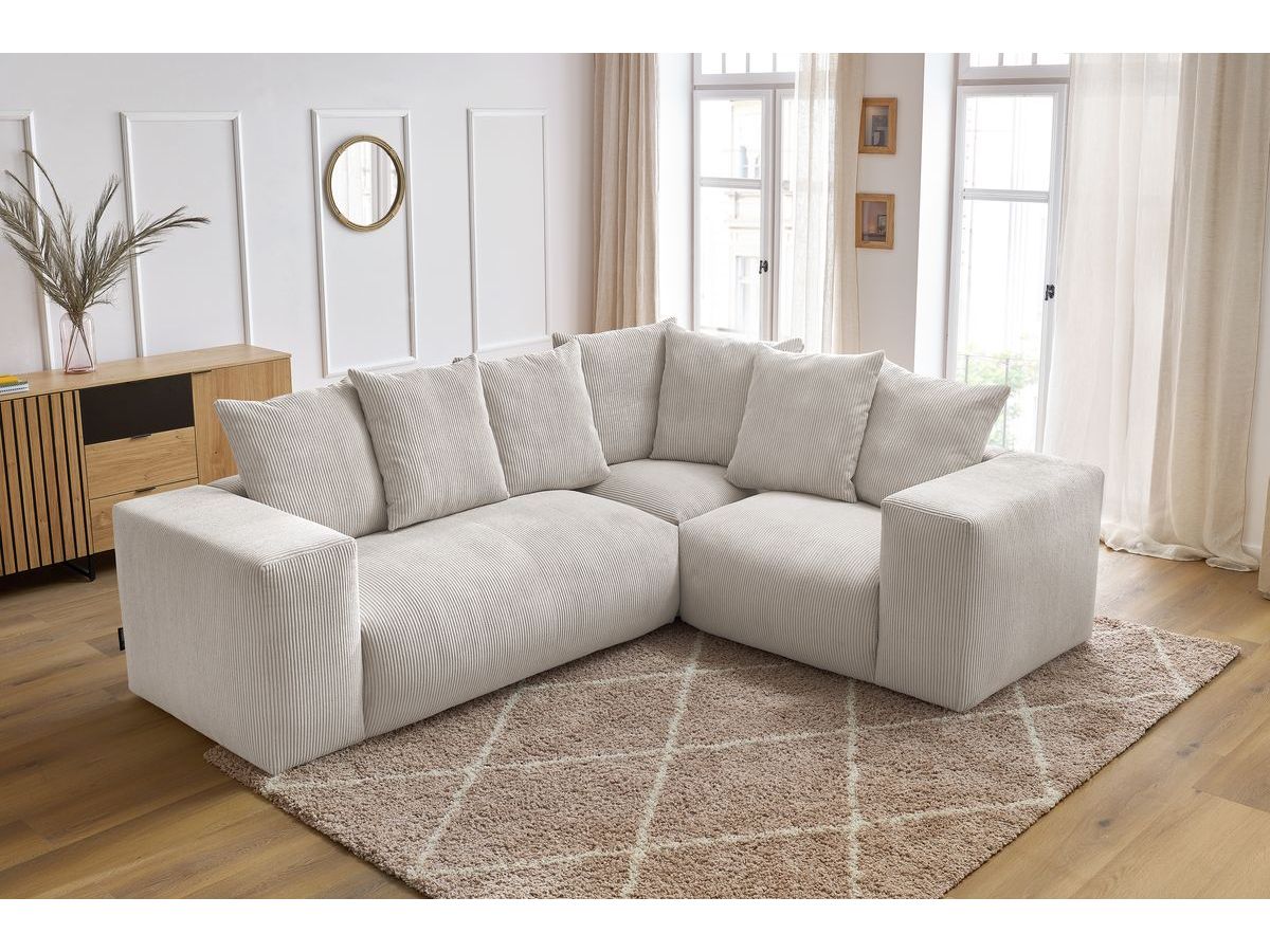 Bobochic Voltaire Ecksofa 268 × 214 cm Cordsamt Beige Ecke rechts