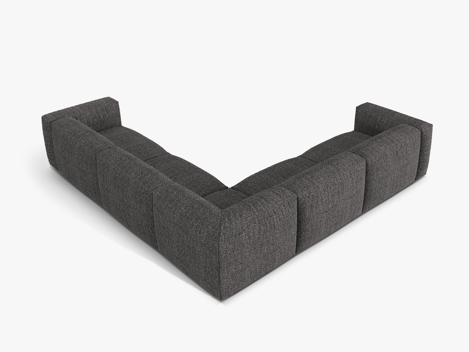 Micadoni modulares symmetrisches Ecksofa XL Martina 5-Sitzer Boucle Monet Anthrazit