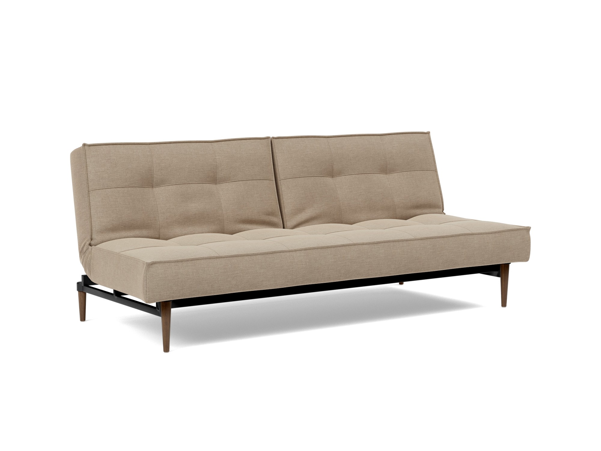 Schlafsofa Splitback Flachgewebe Phobos 587-Mocha Beine Styletto Eiche dunkel