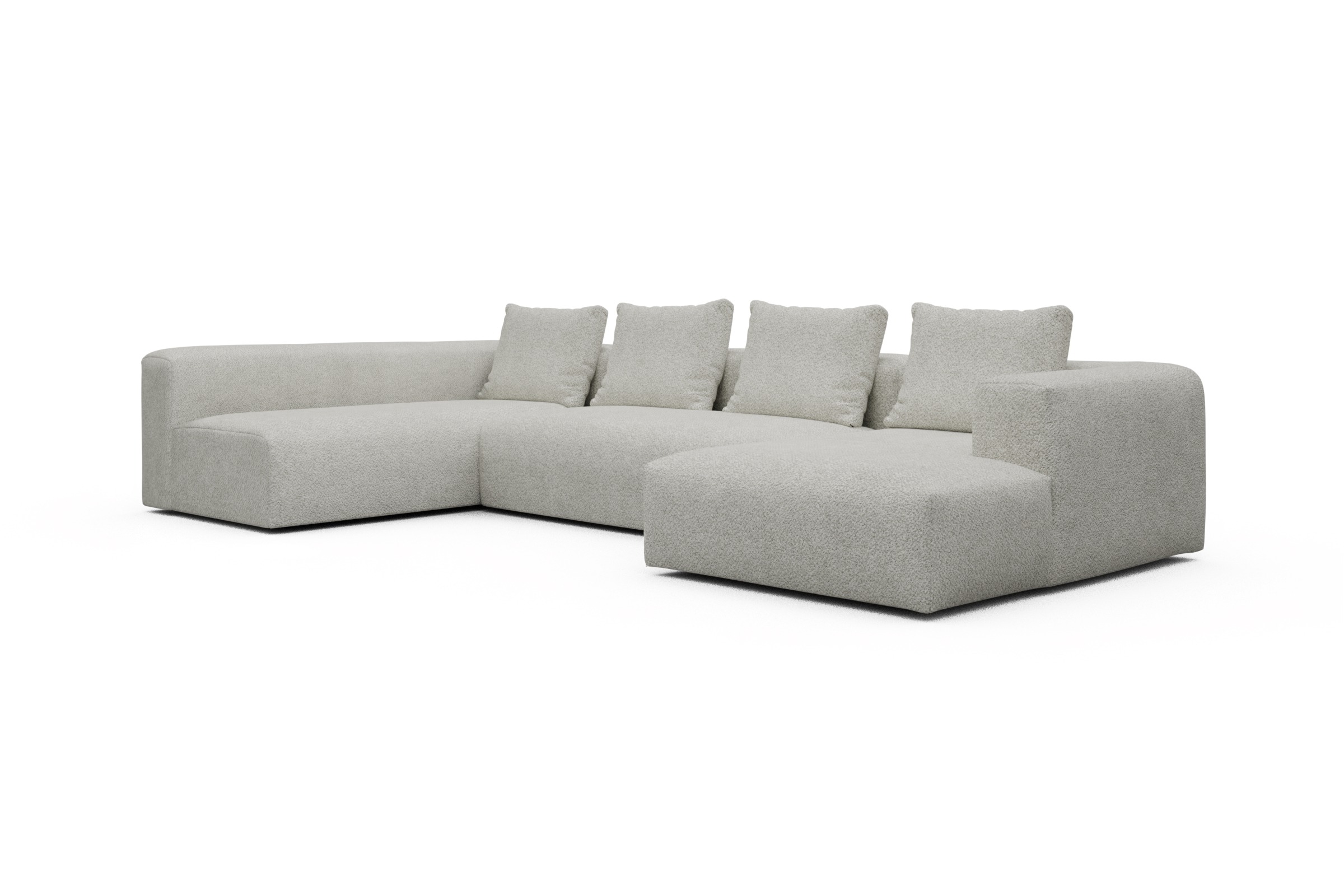 Wohnlandschaft Fred Chaiselongue rechts mit 2-Sitzer und lange Armlehne links Vanora-Warm-Sand
