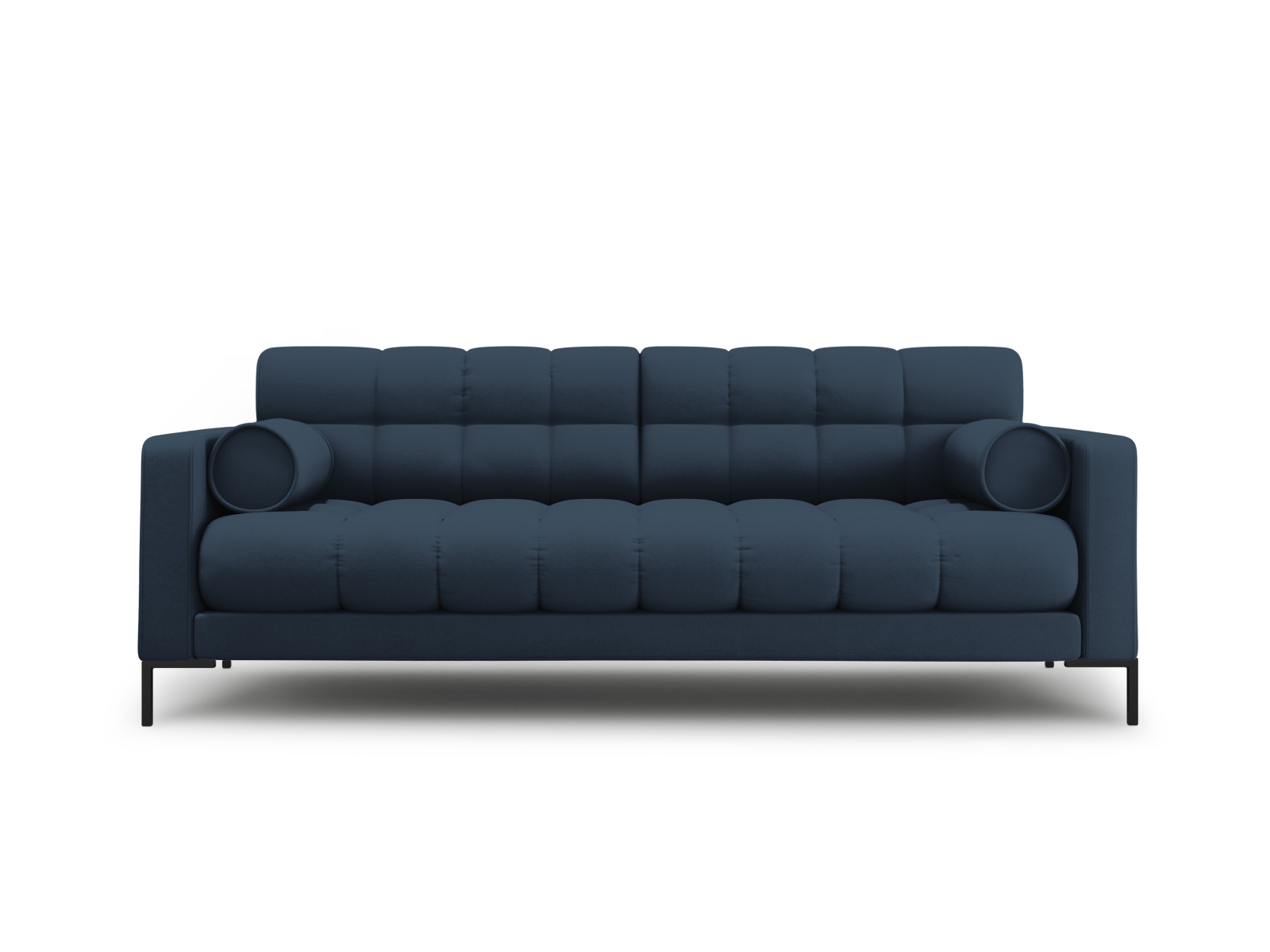 Cosmopolitan Design Sofa Bali 4-Sitzer Strukturierter Stoff Neve Blau Beine Schwarzes Metall