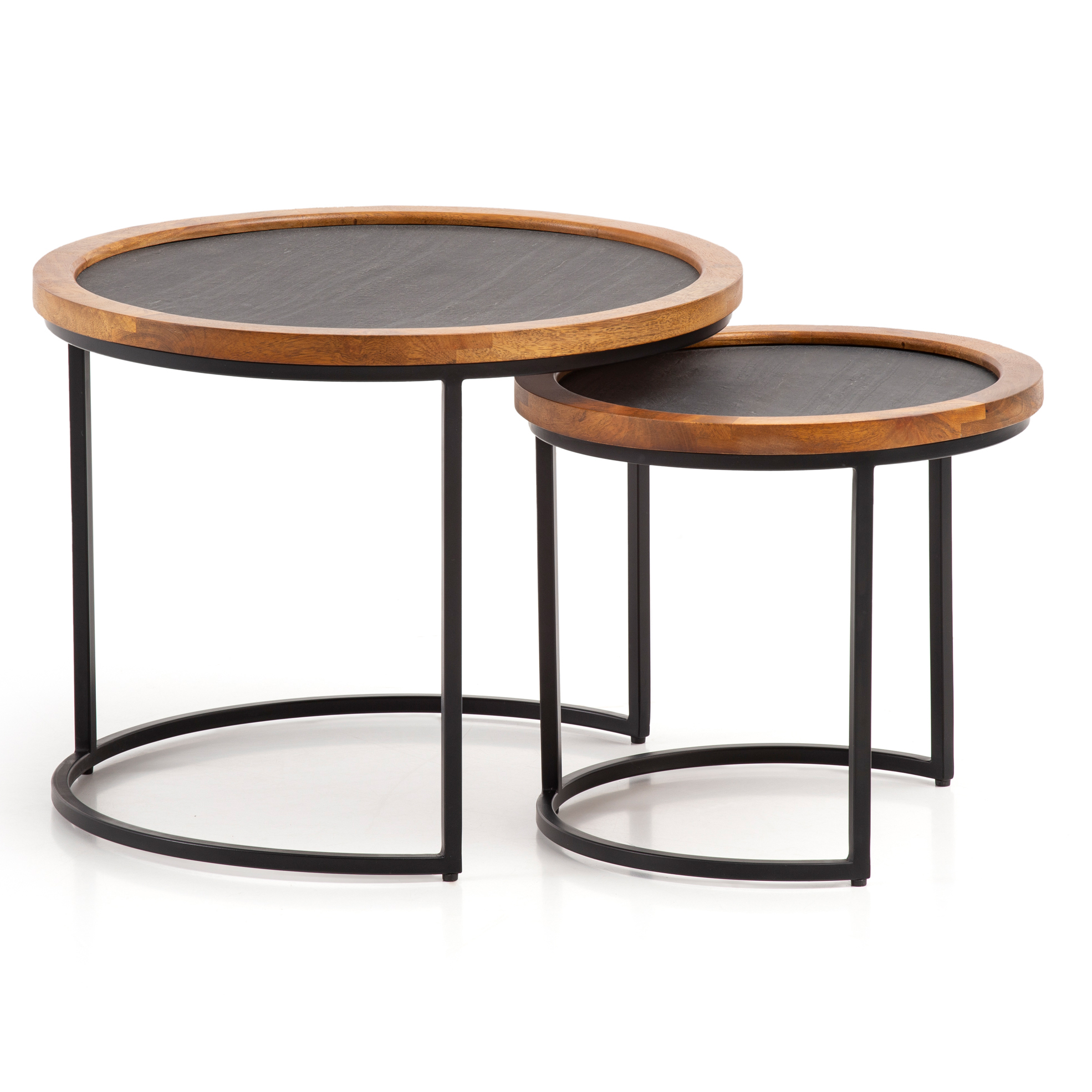 Satztisch 2er-Set Gagnef Mango Massivholz Ø 60 cm