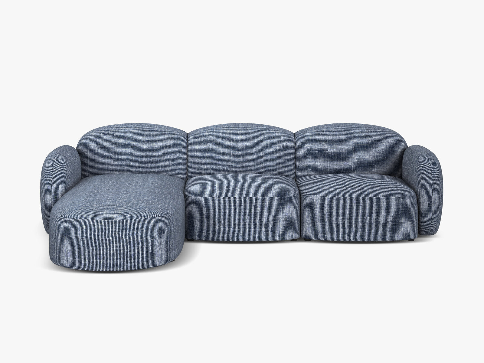 Micadoni Ecksofa Blair 4-Sitzer Links Strukturierter Stoff Baltimore Blau Melange
