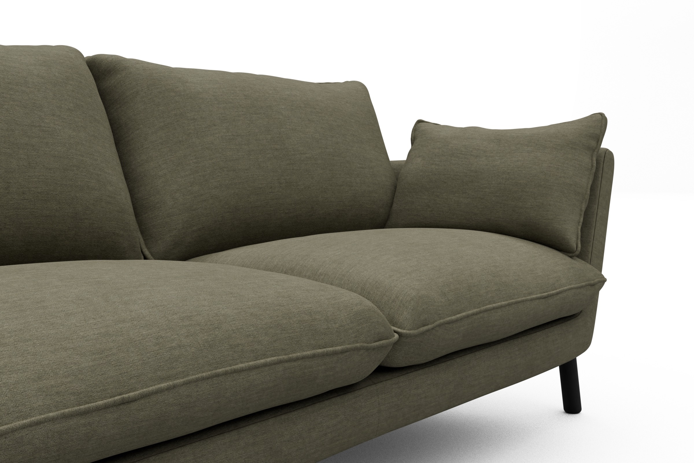 Sofa Emil 3-Sitzer Beinfarbe Eiche Schwarz Vivus-Dusty-Olive