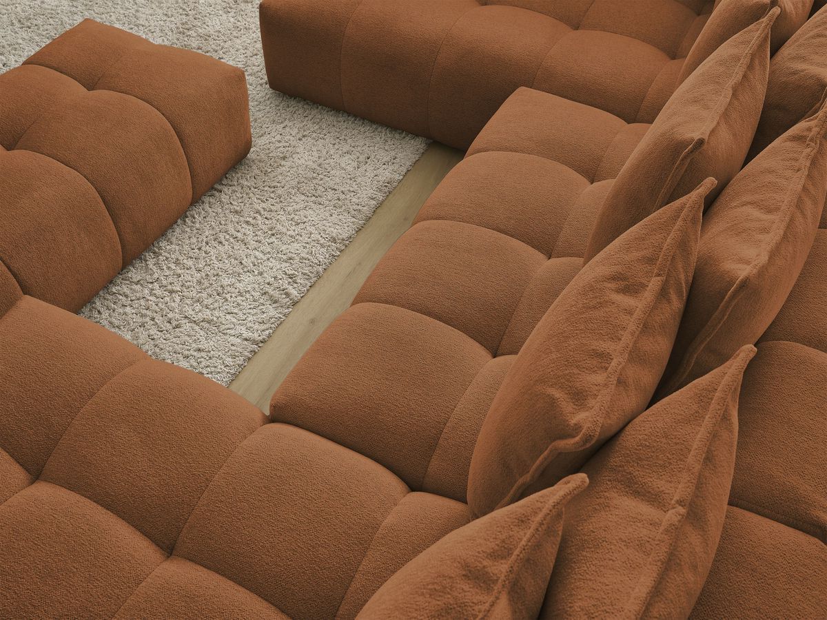 Bobochic Everest Wohnlandschaft mit Pouf, 14 Kissen Melange-Stoff Orange Ecke rechts