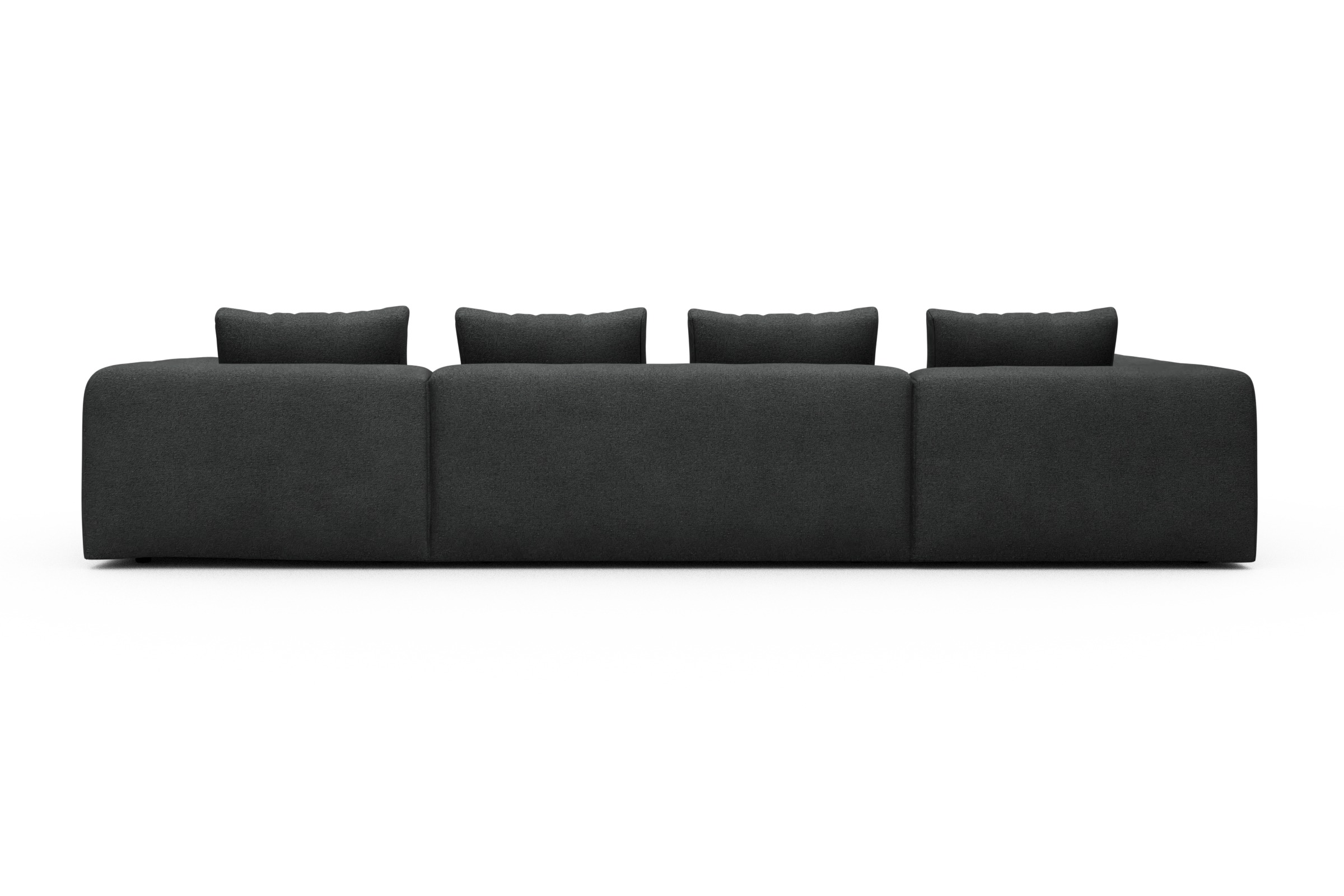 Wohnlandschaft Fred Relax-Ecke links mit 2-Sitzer und Chaiselongue rechts Boucle-Charcoal