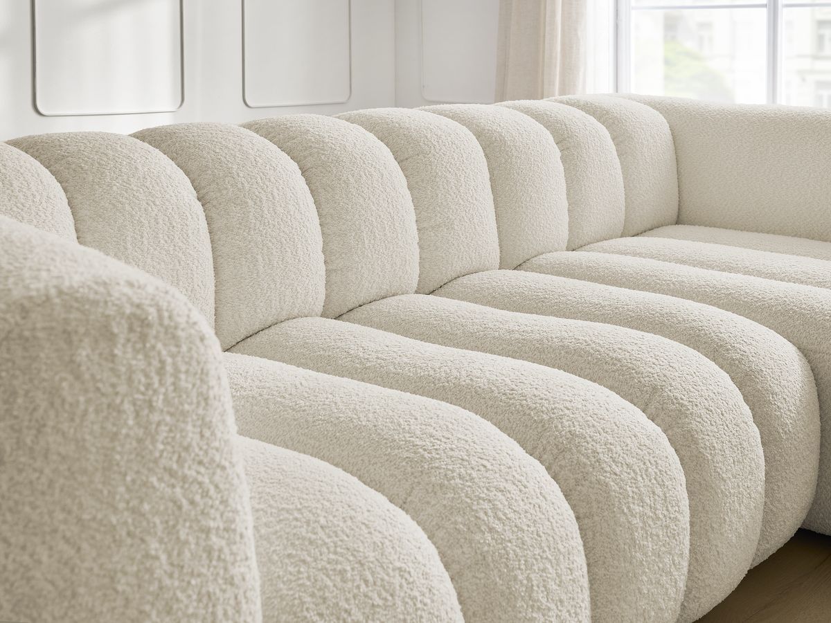 Bobochic Talia Ecksofa Bouclé-Stoff Beige Ecke rechts