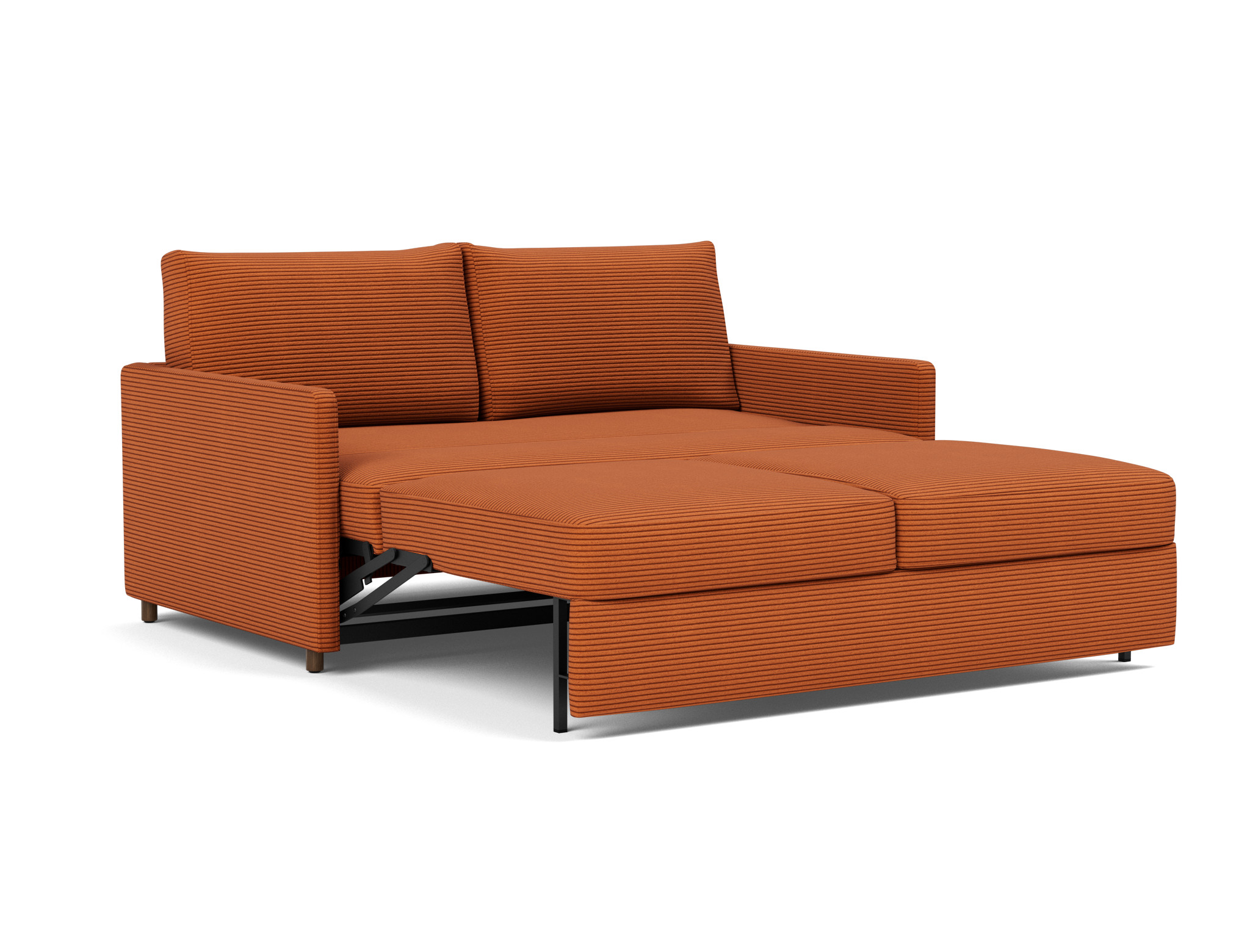 Schlafsofa Neah mit Slim-Armlehnen 160 Kord Corduroy 595-Burnt-Orange