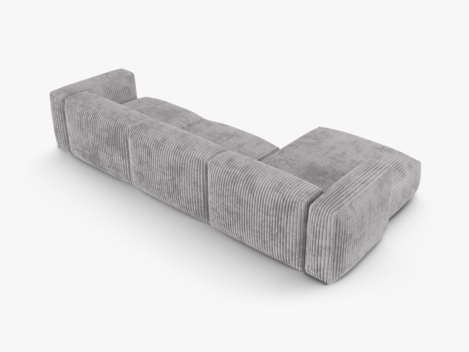 Micadoni Ecksofa Martina 3-Sitzer 90cm Sitztiefe Links Kord Tilia Hellgrau