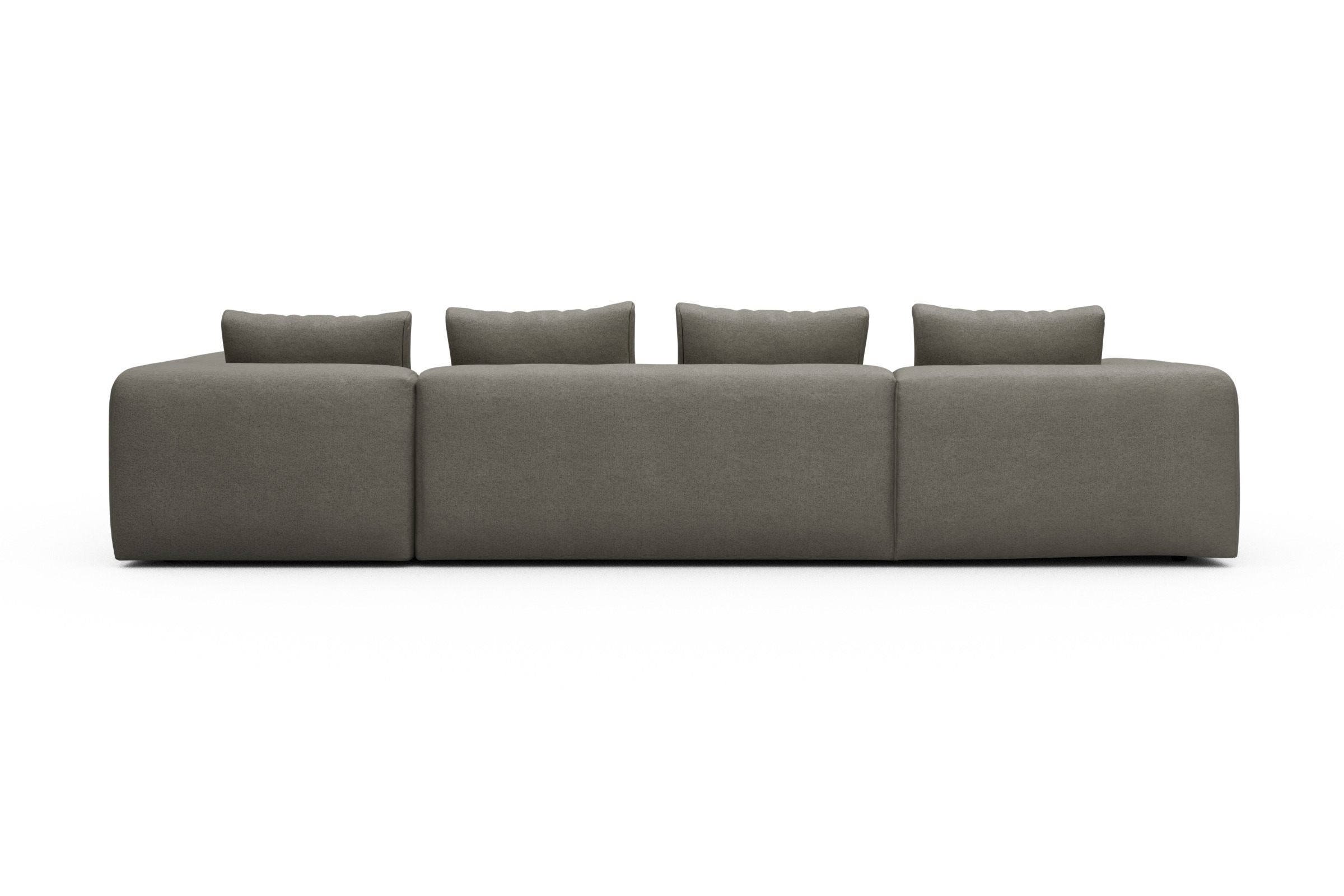 Wohnlandschaft Fred Chaiselongue links mit 2-Sitzer und lange Armlehne rechts Denari-Warm-Grey