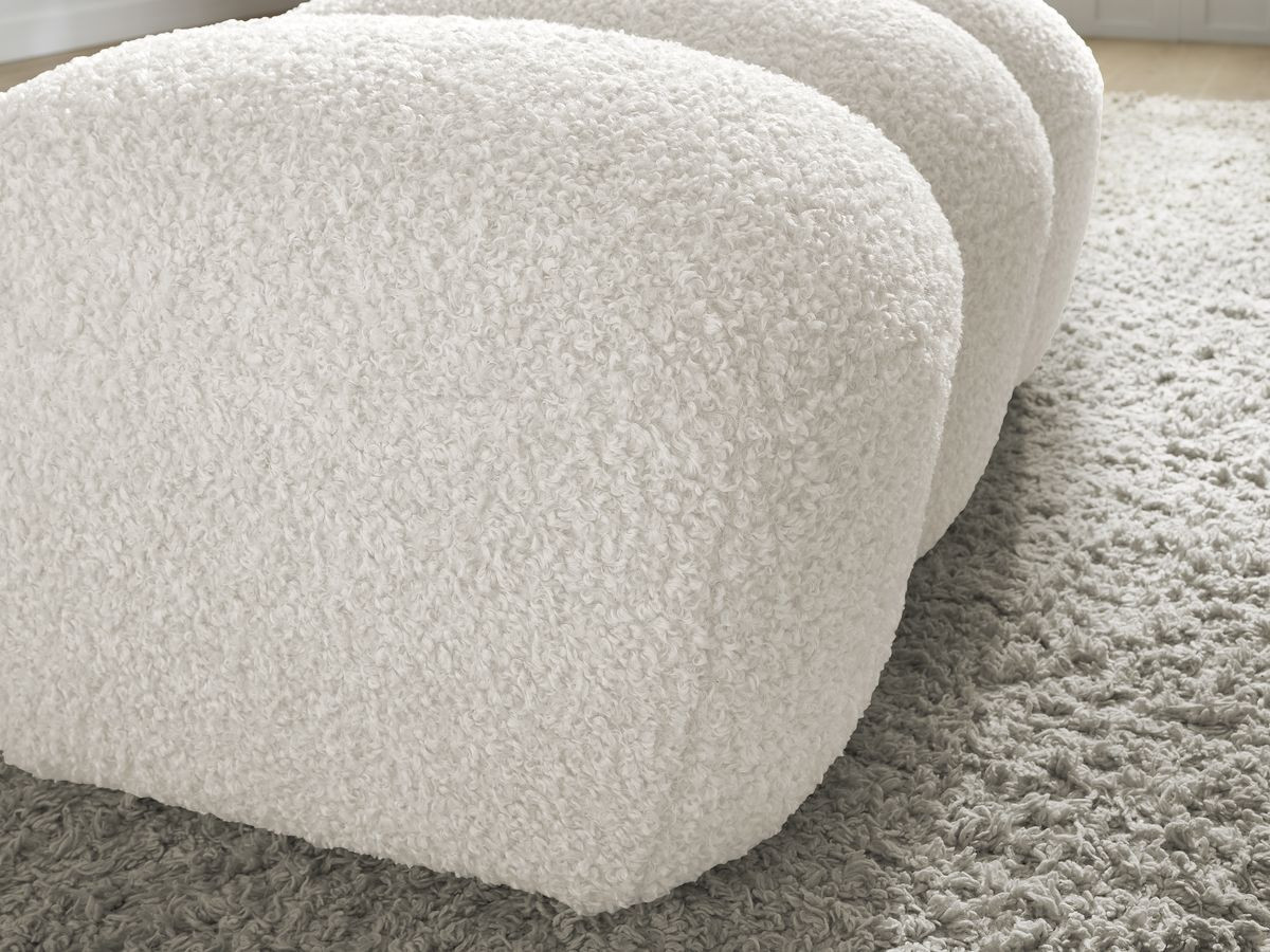 Bobochic Hippolyte Pouf Bouclé-Stoff Weiß