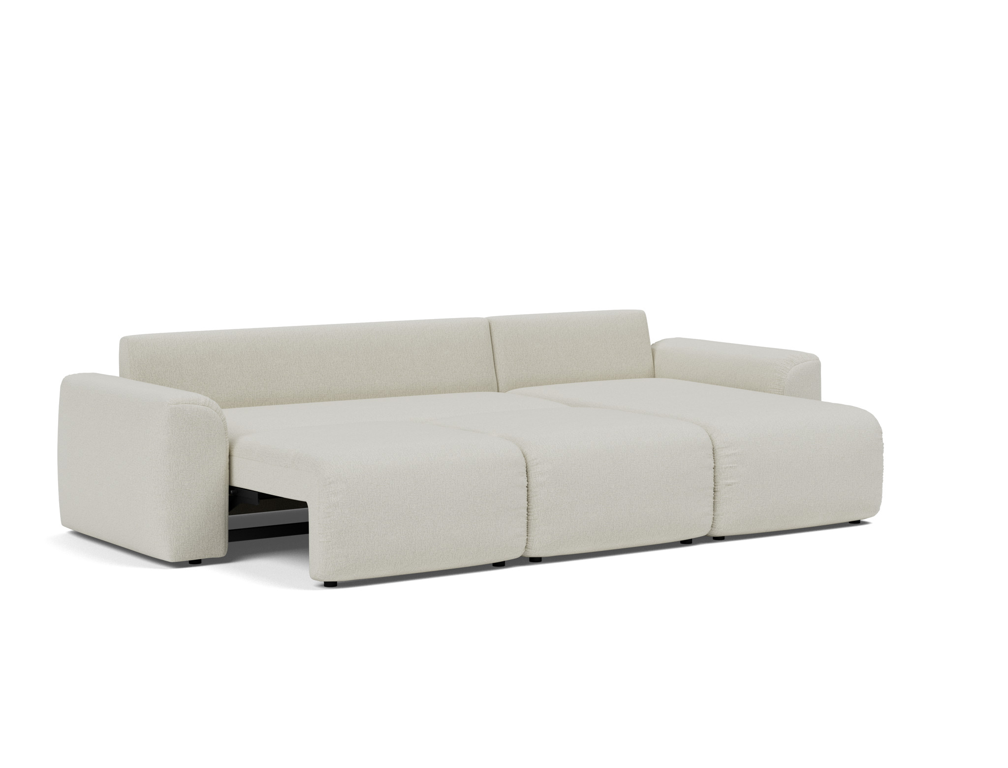 Schlafsofa Norum mit Chaiselongue und Chunky-Armlehnen Flachgewebe Mixed Dance 527-Natural