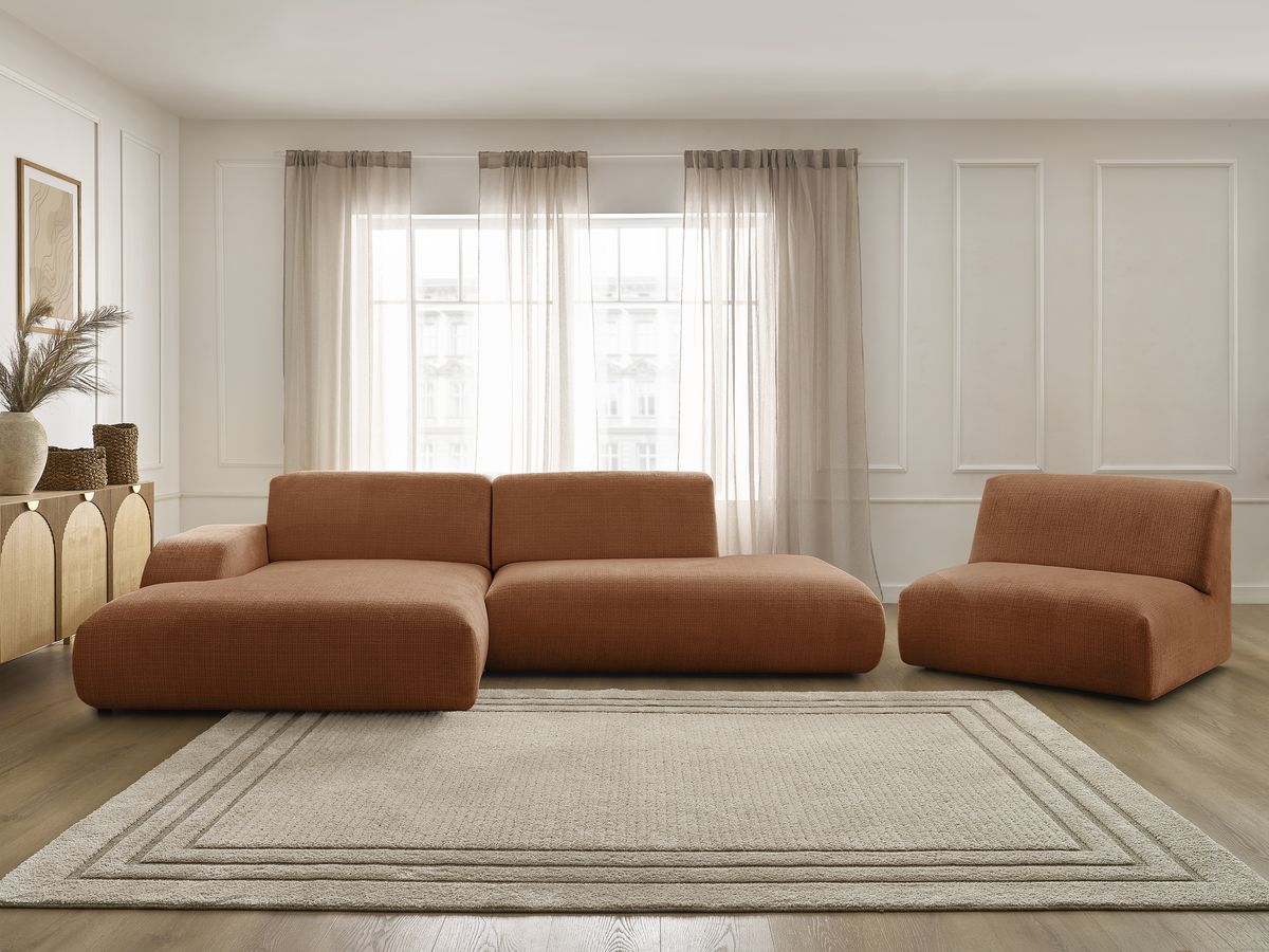 Bobochic Sirius Ecksofa 405 × 170 cm Strukturstoff Orange Ecke links
