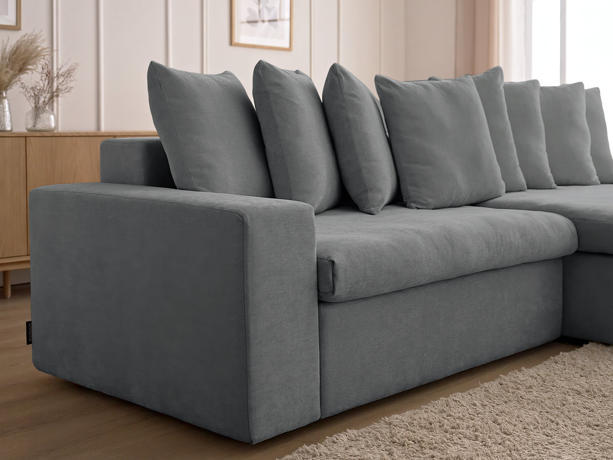 Bobochic Enore Ecksofa 330 × 100 cm Stoff Dunkelgrau Ecke rechts
