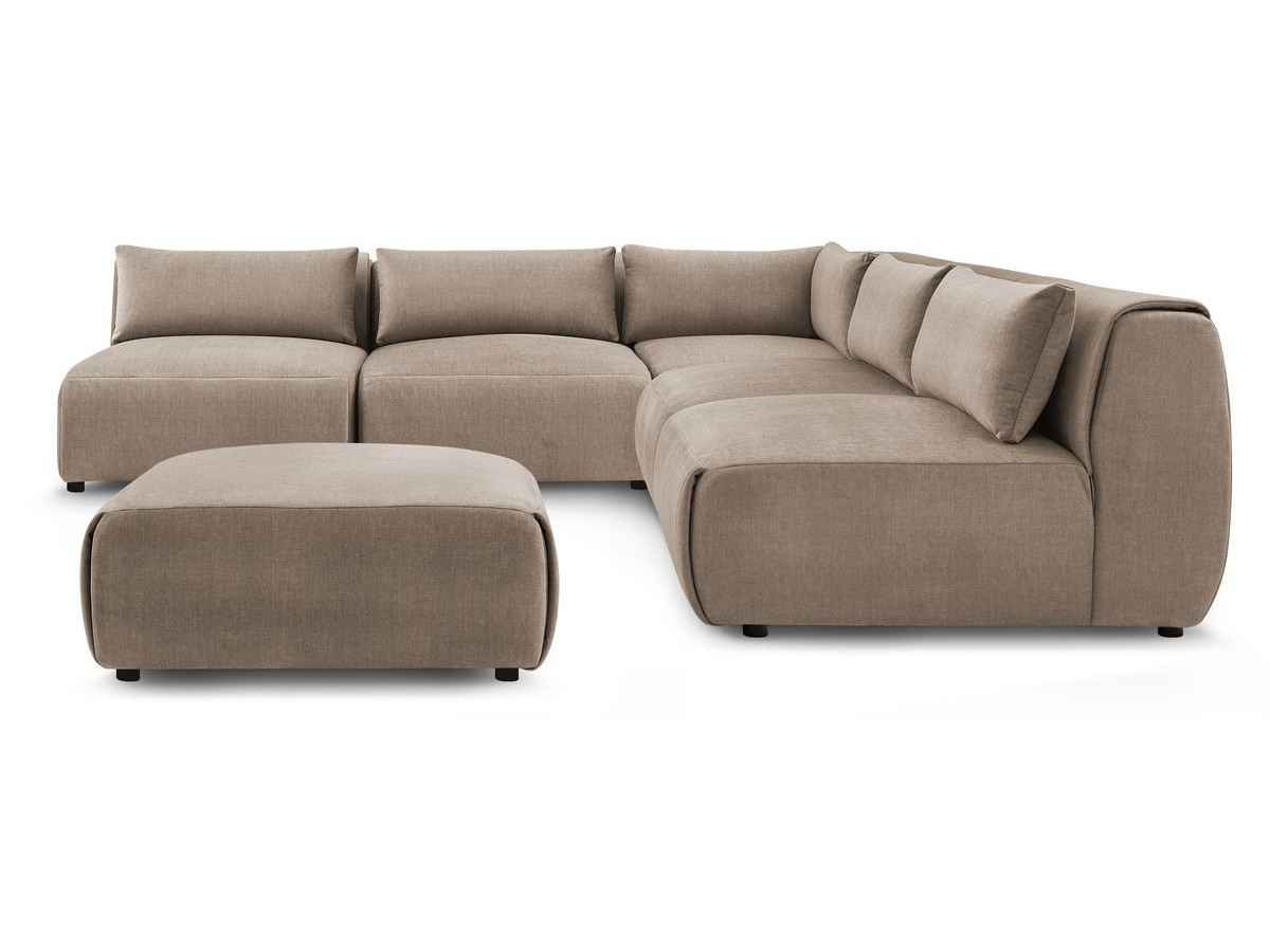 Bobochic Jeanne Ecksofa mit Pouf Samt Taupe