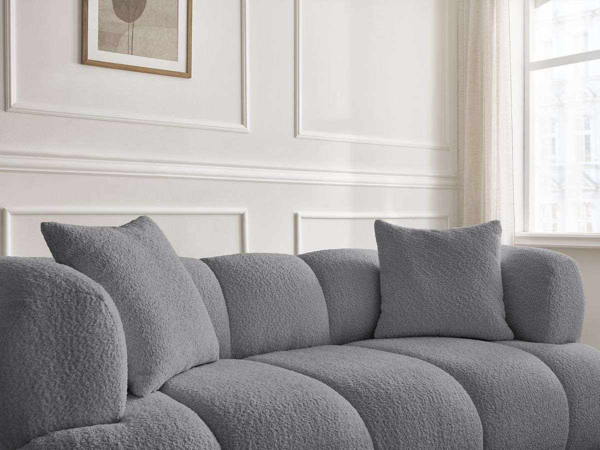 Bobochic Pamira Sofa 2-Sitzer Bouclé-Stoff Dunkelgrau
