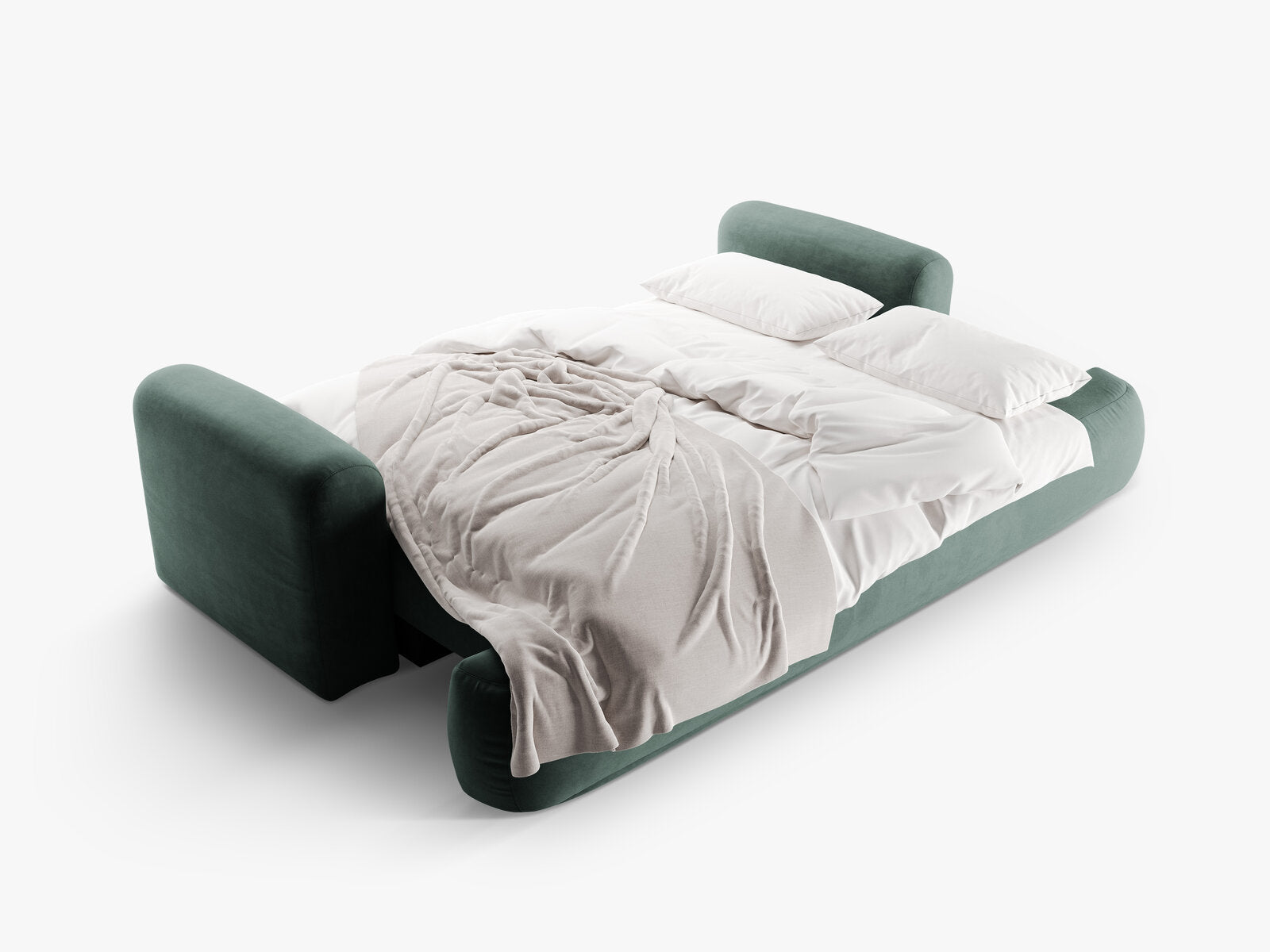 Micadoni Ella Schlafsofa 3-Sitzer mit Bettkasten Samt Vogue Petrol