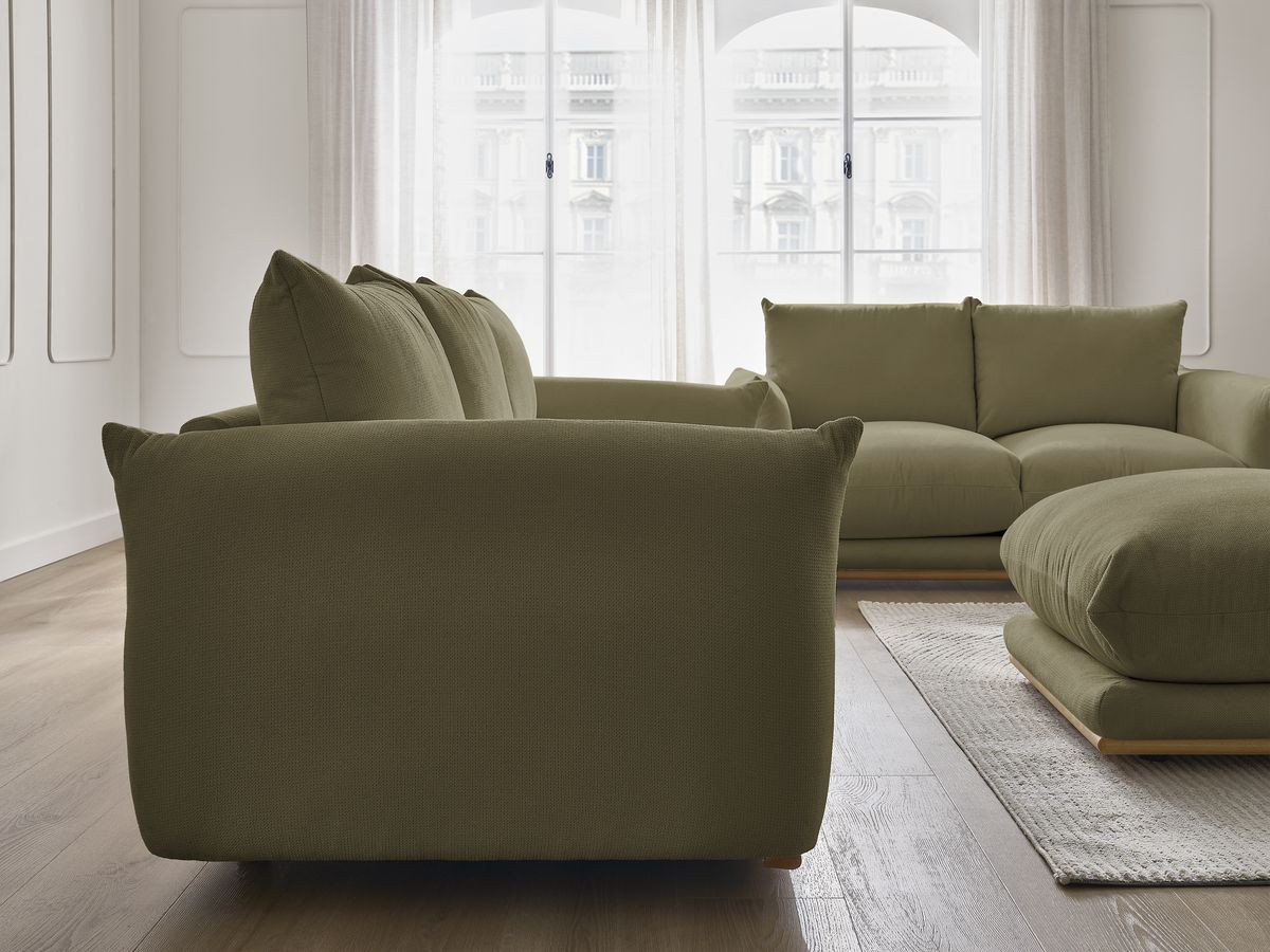Bobochic Ernest Sofa 6-Sitzer mit Pouf Stoff Grün
