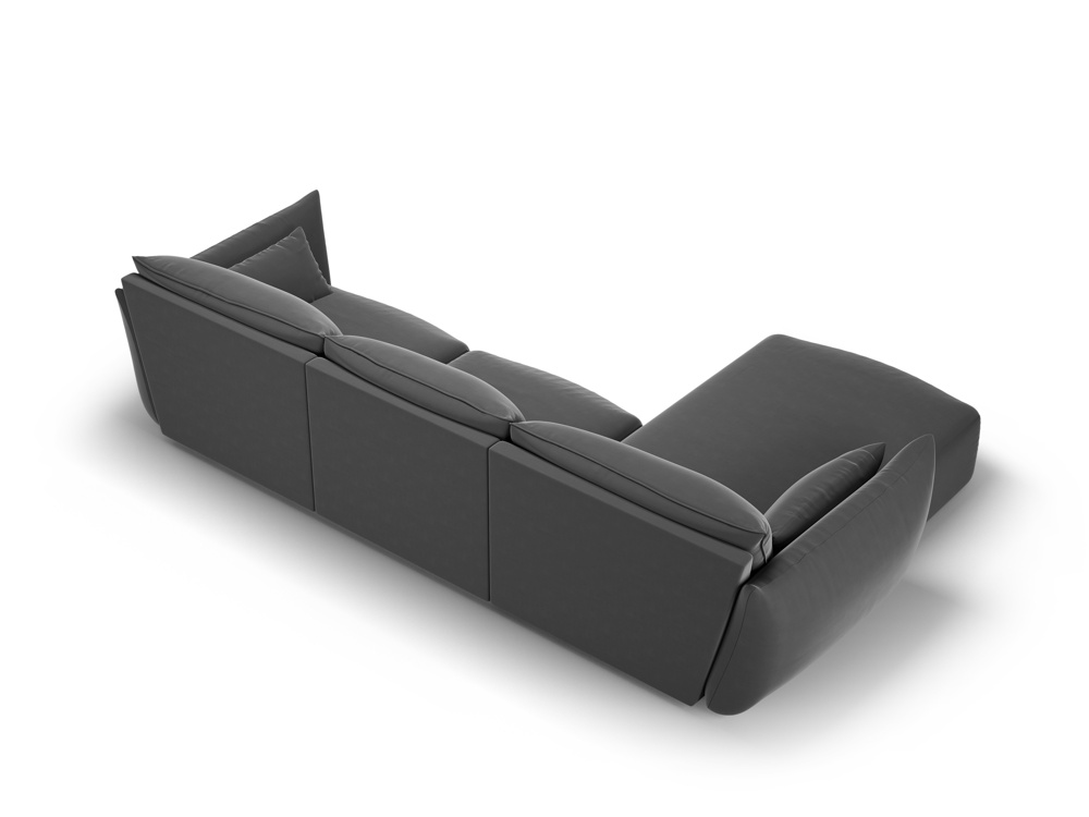 Cosmopolitan Design Ecksofa Matera 4-Sitzer Samt Salvador Dunkelgrau Links