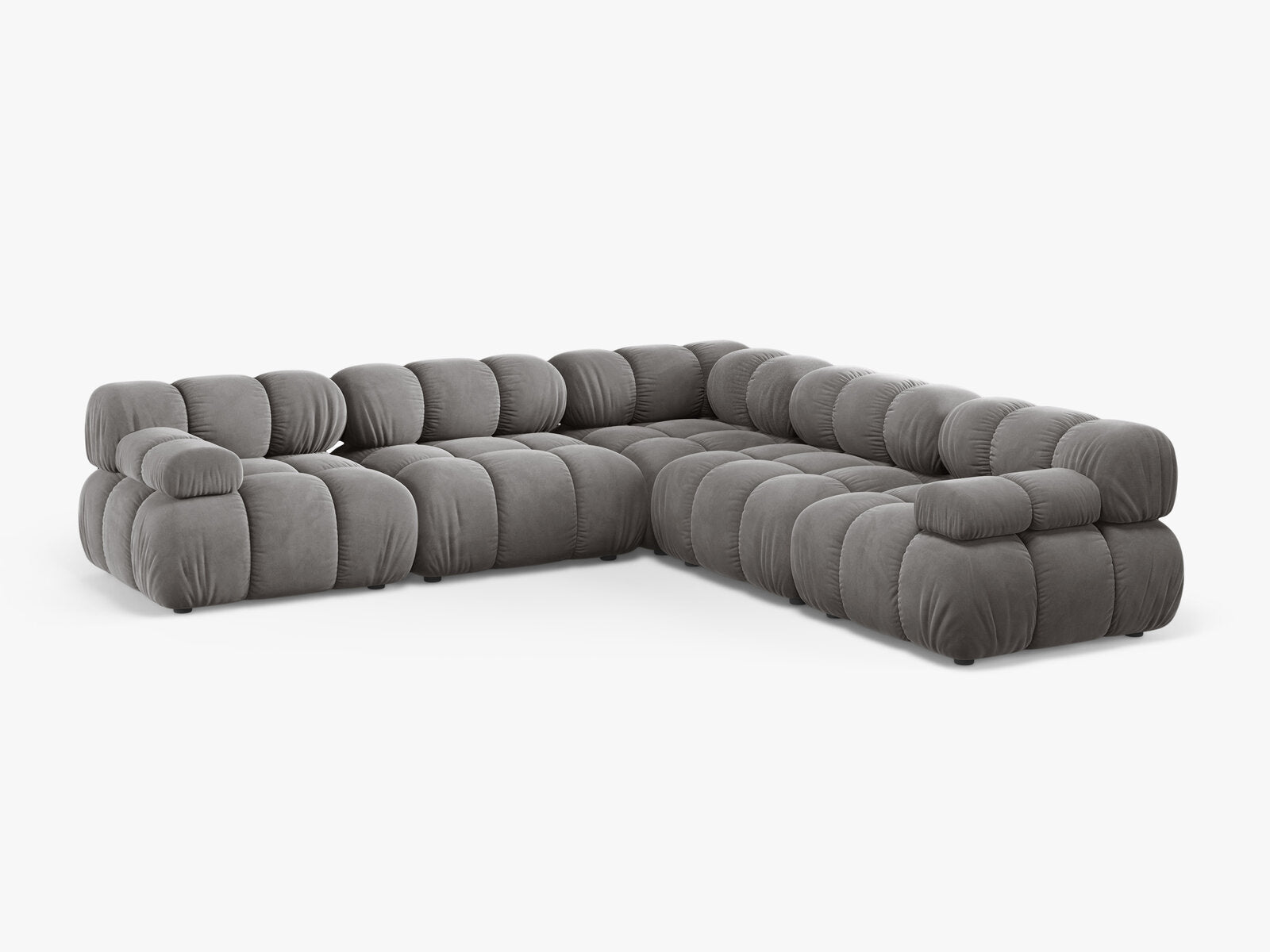 Micadoni Symmetrisches Ecksofa Bellis 5-Sitzer Samt Bluvel Hellgrau