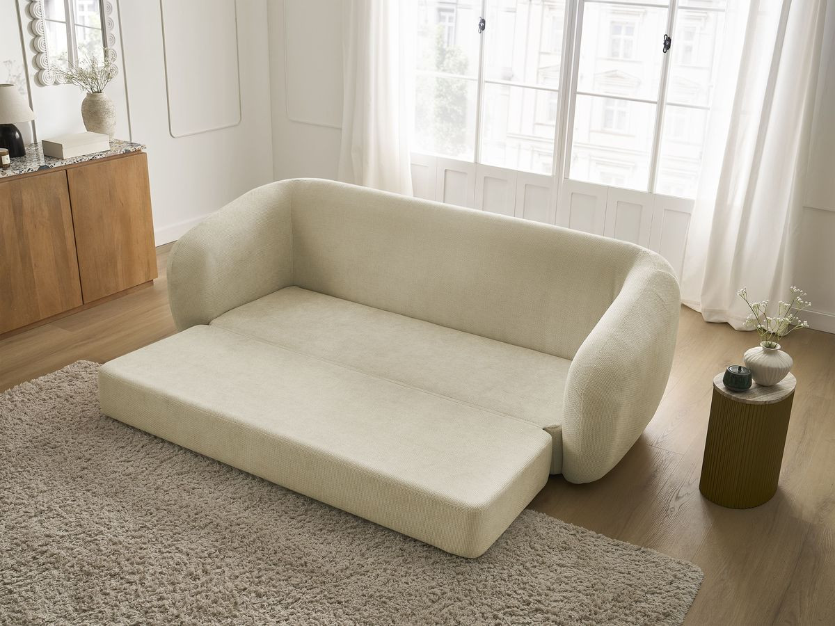 Bobochic Neyo Schlafsofa 3-Sitzer Stoff Taupe