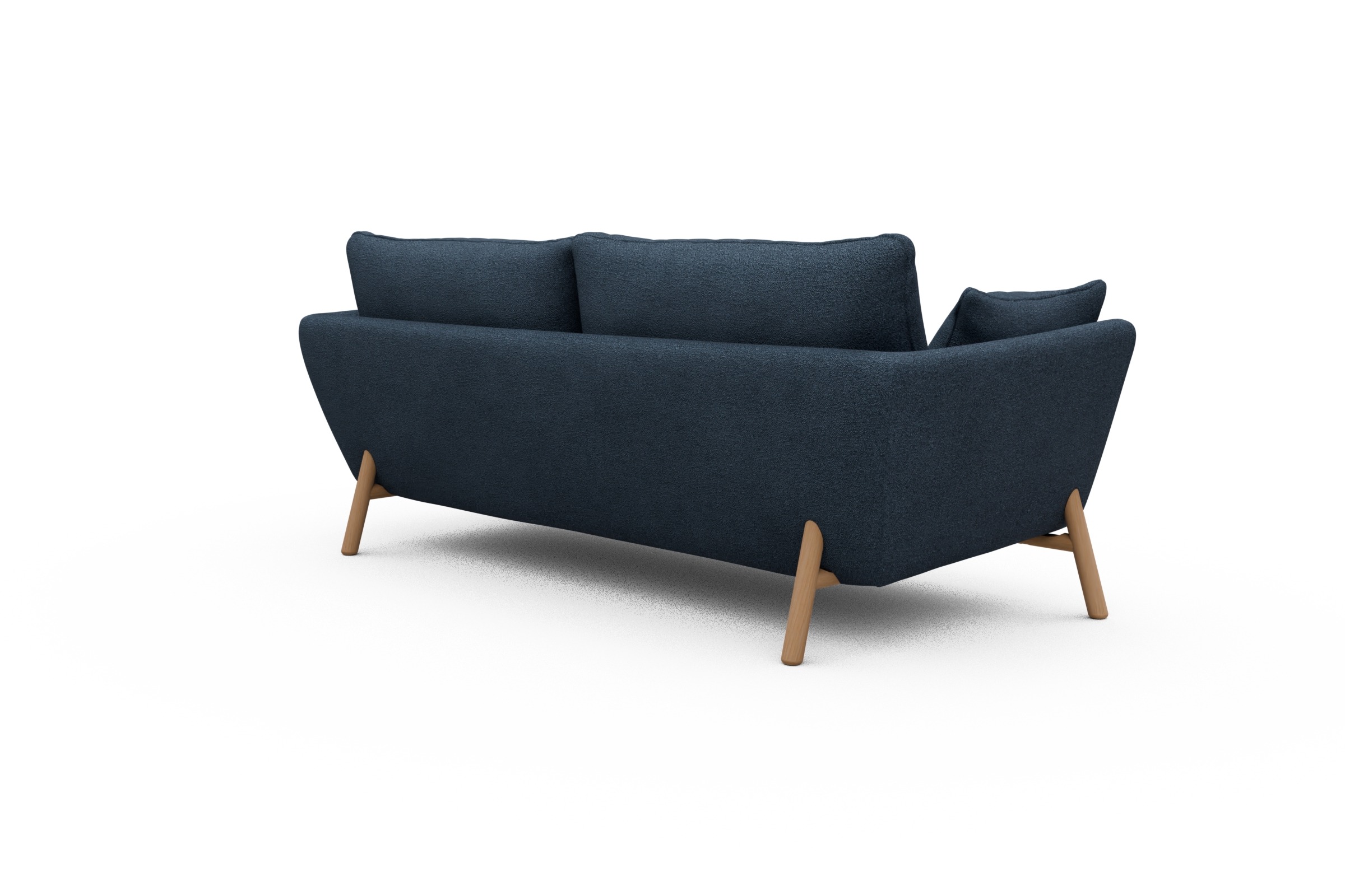 Sofa Emil 3-Sitzer Beinfarbe Eiche Natur Boucle-Blue