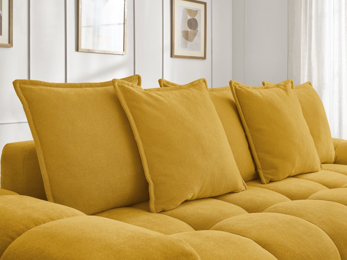 Bobochic Everest Sofa 3-Sitzer, 5 Kissen Strukturstoff Gelb