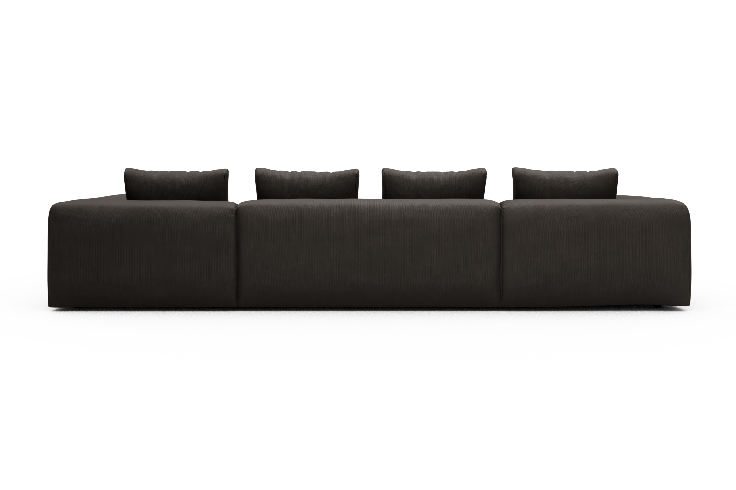 Wohnlandschaft Fred Relax-Ecke rechts mit 2-Sitzer und Chaiselongue links Cordufine-Taupe