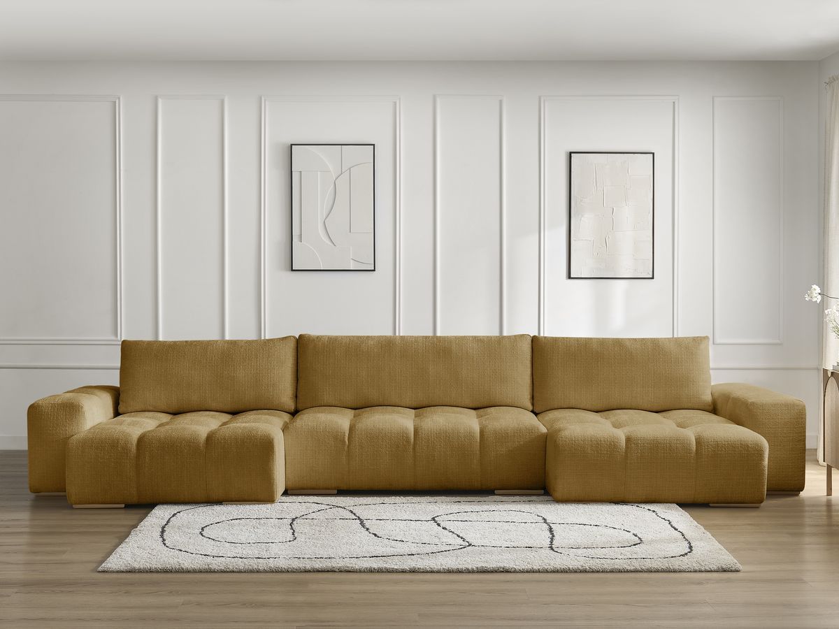 Bobochic Anakin Wohnlandschaft, 3 Kissen Strukturstoff Gelb