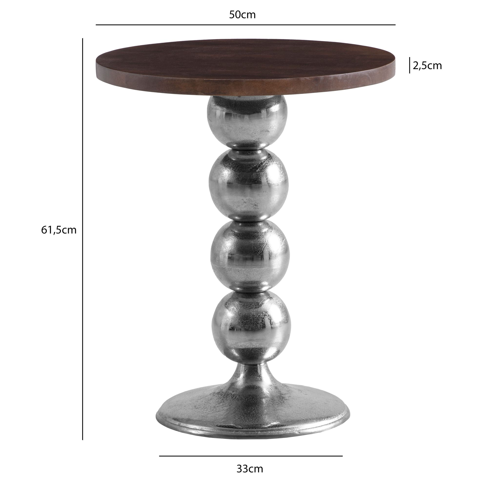 Beistelltisch Ulvik Mango Massivholz Silber Ø 50 × H 61,5 cm
