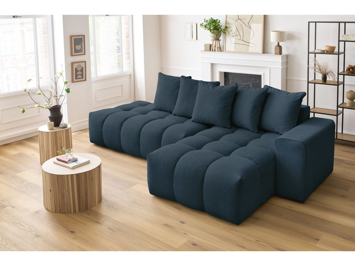 Bobochic Mont-blanc Ecksofa Melange-Stoff Dunkelblau Ecke rechts