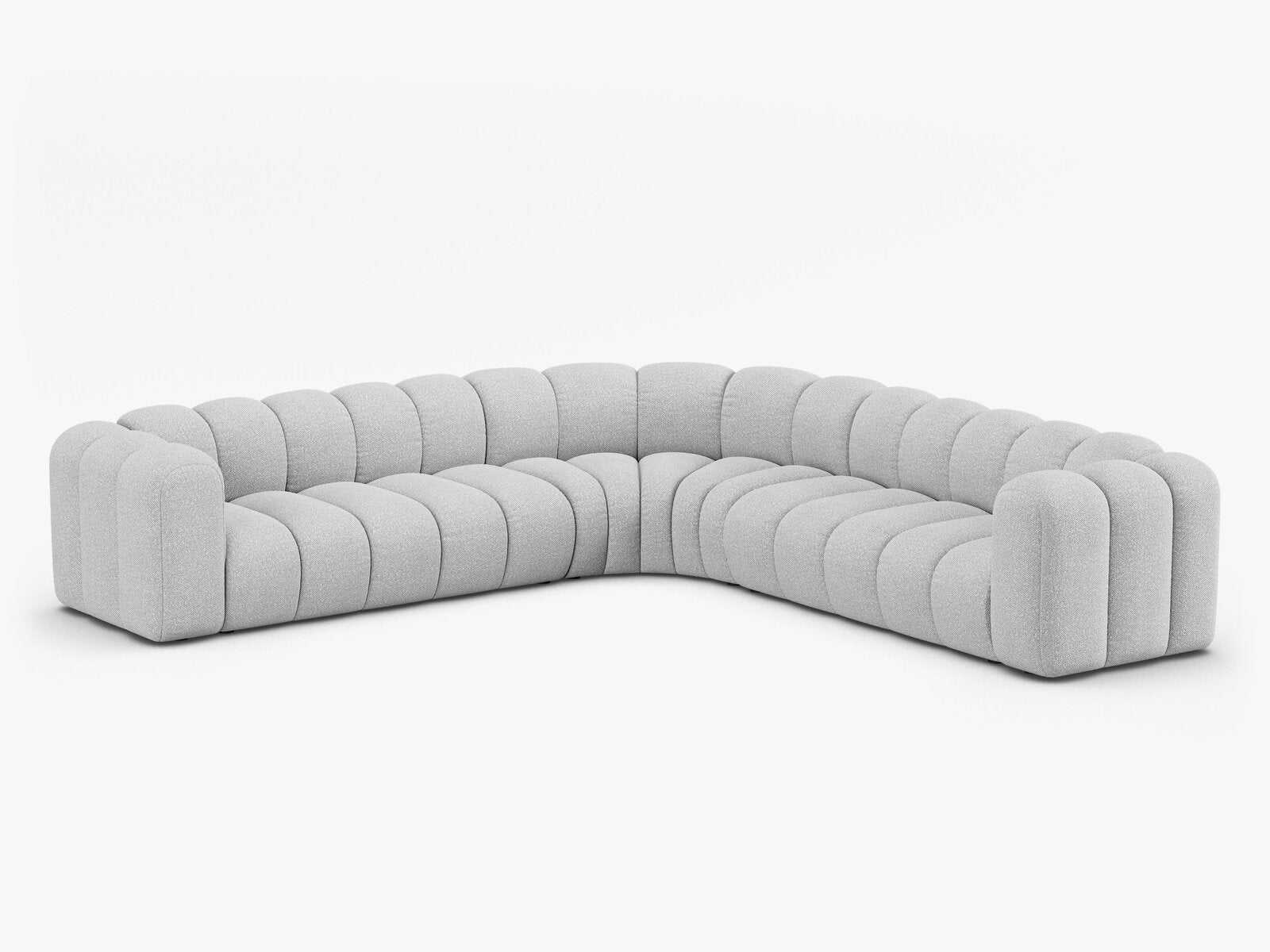 Micadoni symmetrisches Ecksofa Lupine 5-Sitzer  Boucle Baloo Hellgrau
