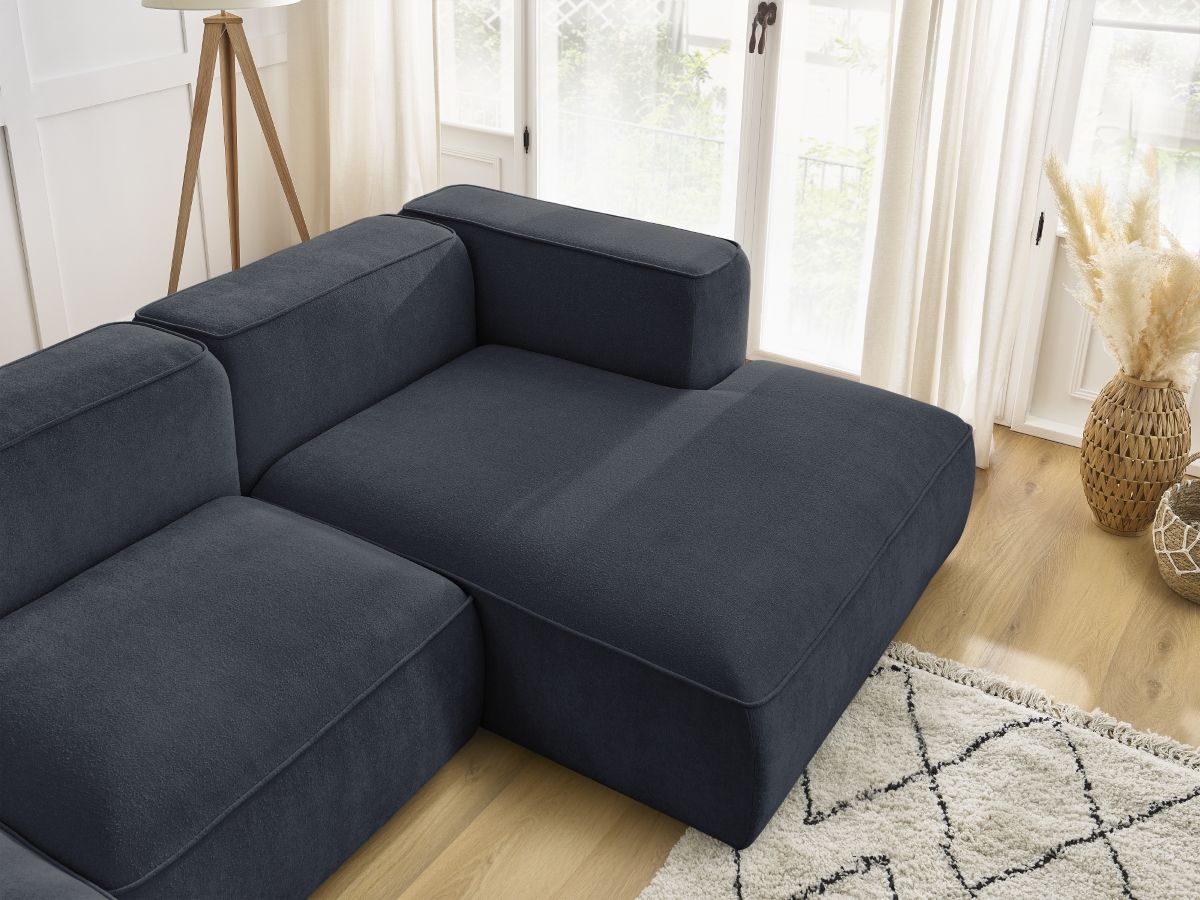 Bobochic Zephyr Ecksofa 349 × 165 cm Strukturstoff Dunkelblau Ecke rechts