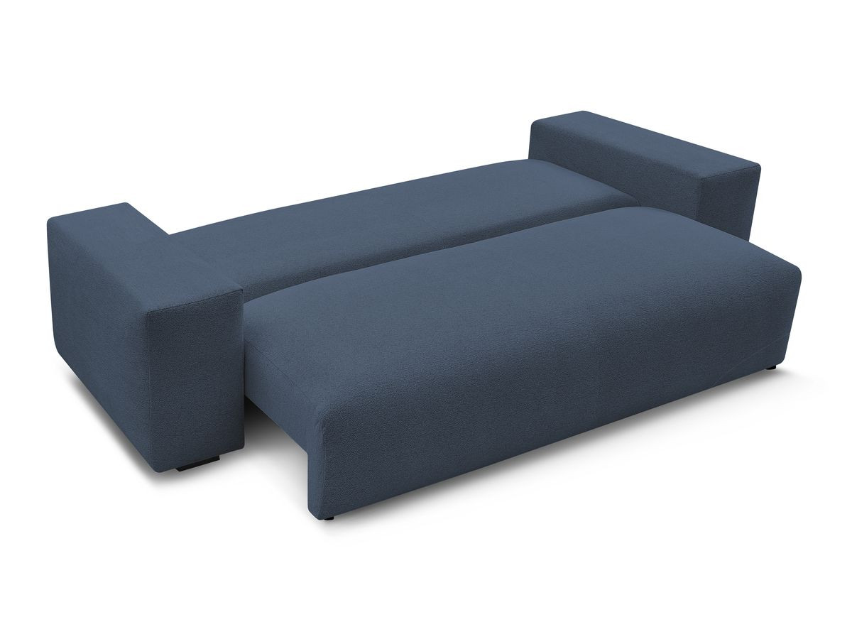 Bobochic Voltaire Schlafsofa 3-Sitzer mit Bettkasten Melange-Stoff Dunkelblau