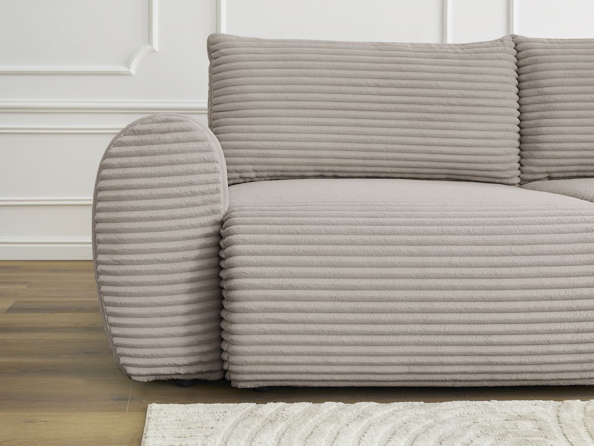 Bobochic Lucien Schlafsofa 3-Sitzer mit Bettkasten Breitcord weich Taupe