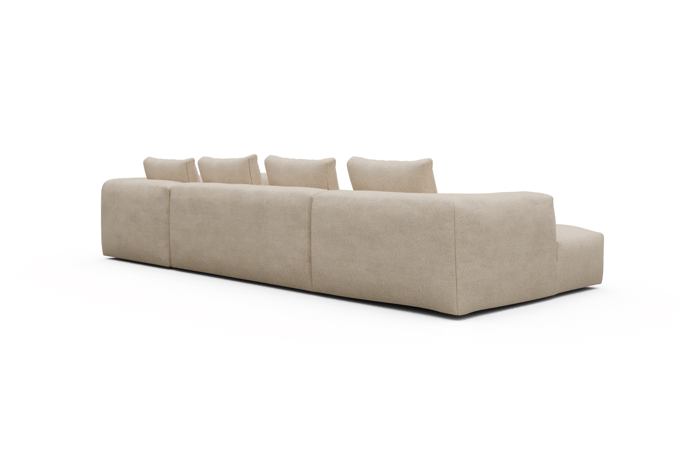 Wohnlandschaft Fred Chaiselongue links mit 2-Sitzer und lange Armlehne rechts Casone-Natural-Beige