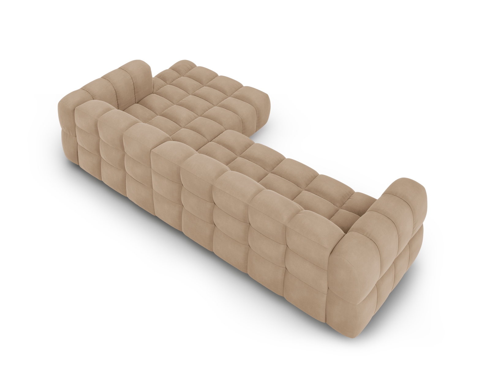 Cosmopolitan Design Ecksofa Sky 4-Sitzer große Version Samt Casino Mandelbeige Rechts