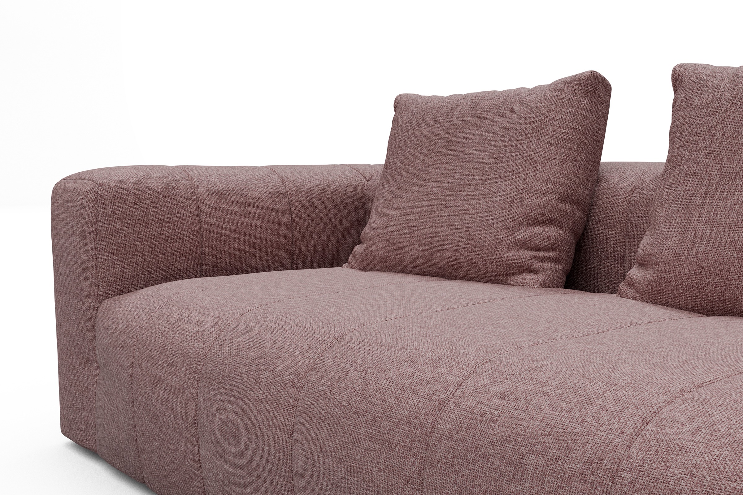 Ecksofa Hugo 2,5-Sitzer Armlehne links mit Chaiselongue Sama-Flamingo