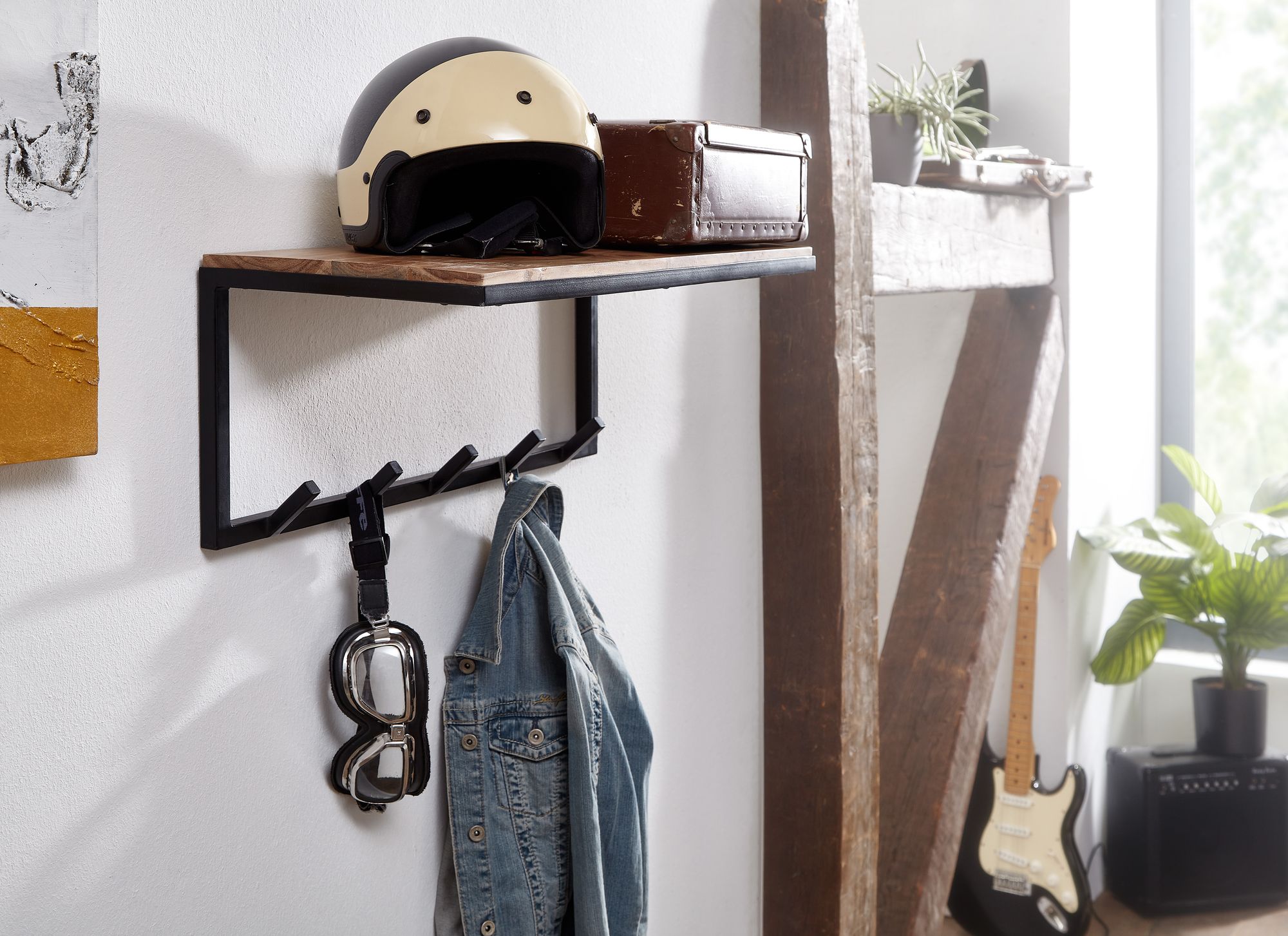 Wandgarderobe Arbaer Akazie Massivholz 70 × 30 × 27 cm