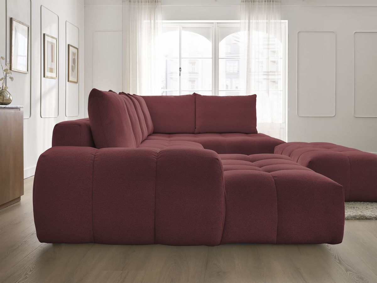 Bobochic Everest Wohnlandschaft mit Pouf, 6 Kissen Melange-Stoff Rot Ecke links