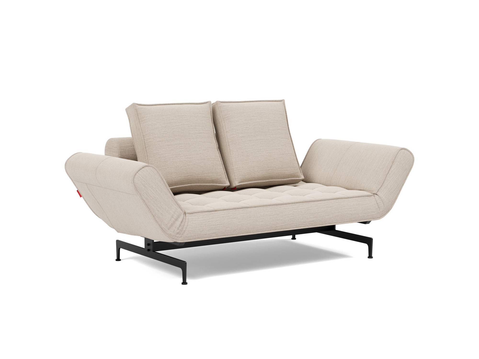 Tagesbett Ghia Webstoff Blida 612-Sand-Grey Beine Laser schwarz