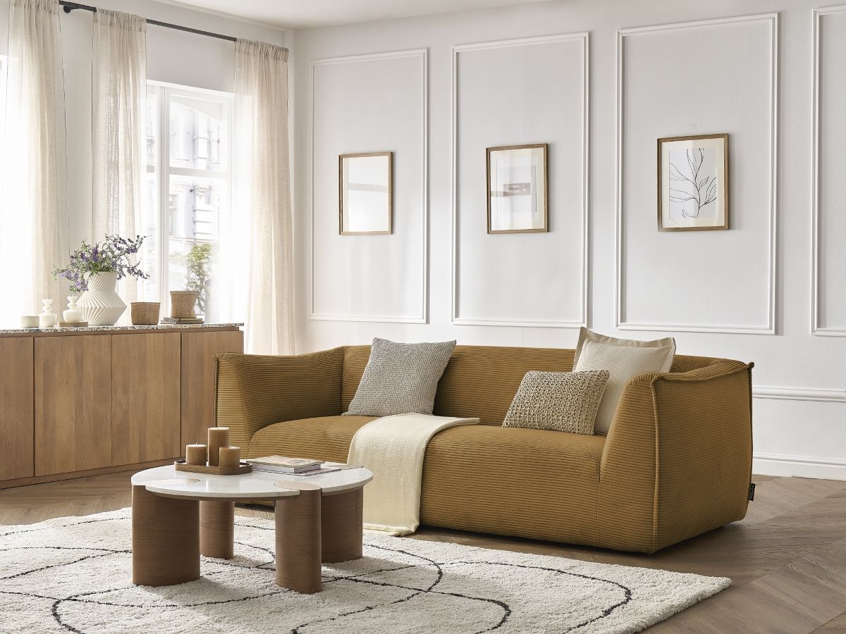 Bobochic Giorgia Sofa 3-Sitzer Cordsamt Gelb