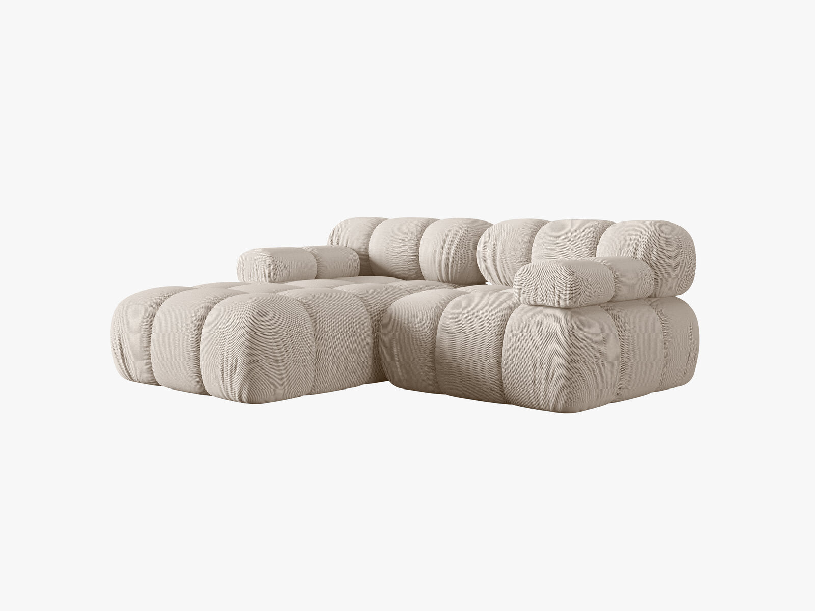 Micadoni Modulares Ecksofa Bellis 3-Sitzer Links 3D-Stoff Sonic Helles Beige