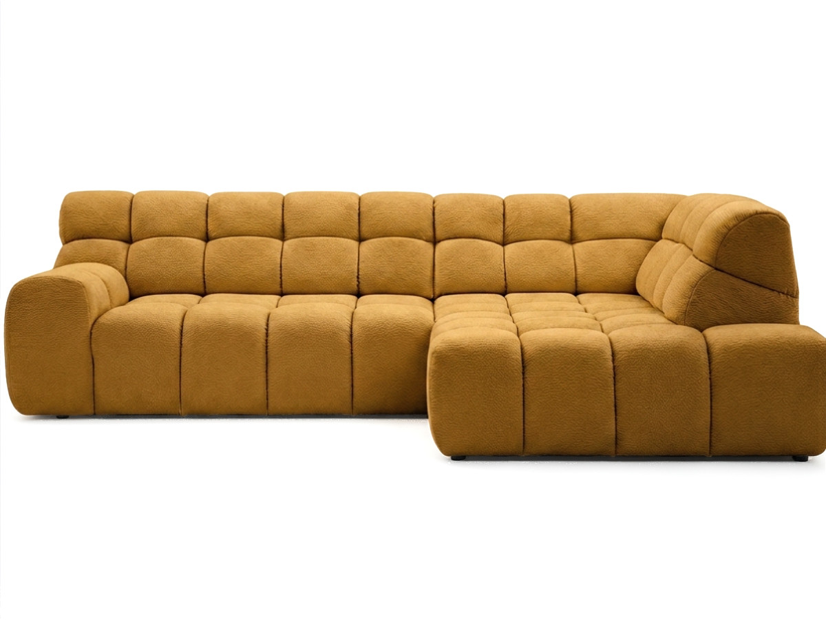 Bobochic Andre Ecksofa mit Schlaffunktion Chenille Gelb Ecke rechts