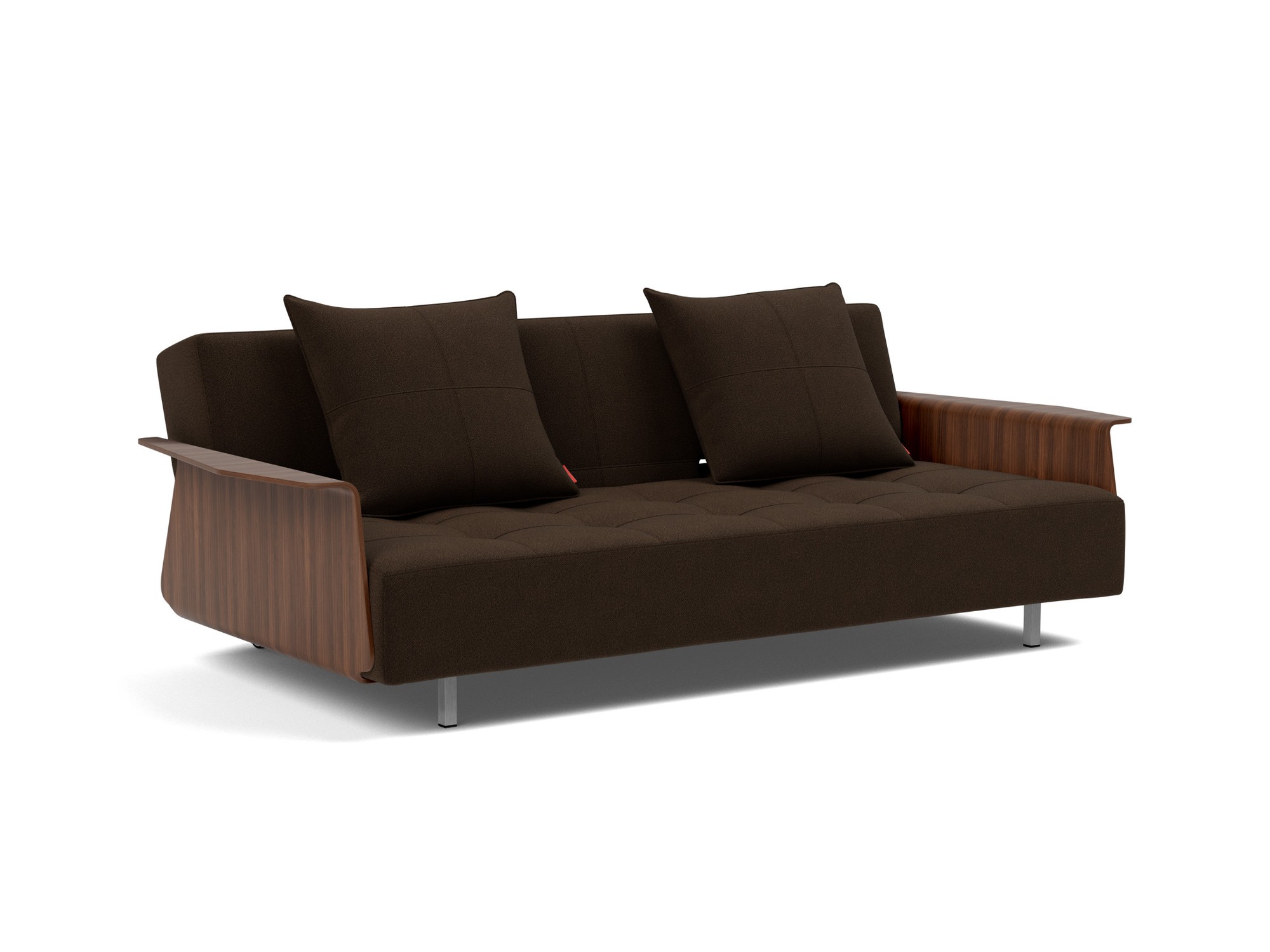 Schlafsofa Long Horn D.E.L. mit Armlehnen Strukturierter Stoff Taura 358-Chocco