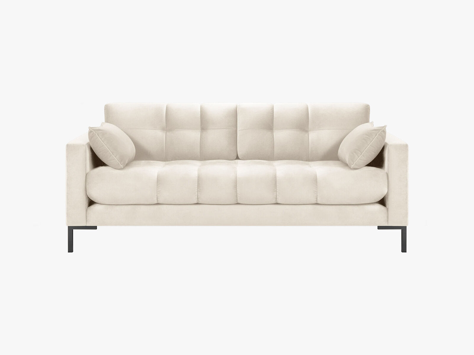 Micadoni Sofa Mamaia 2-Sitzer Samt Bluvel Helles Beige schwarze Beine